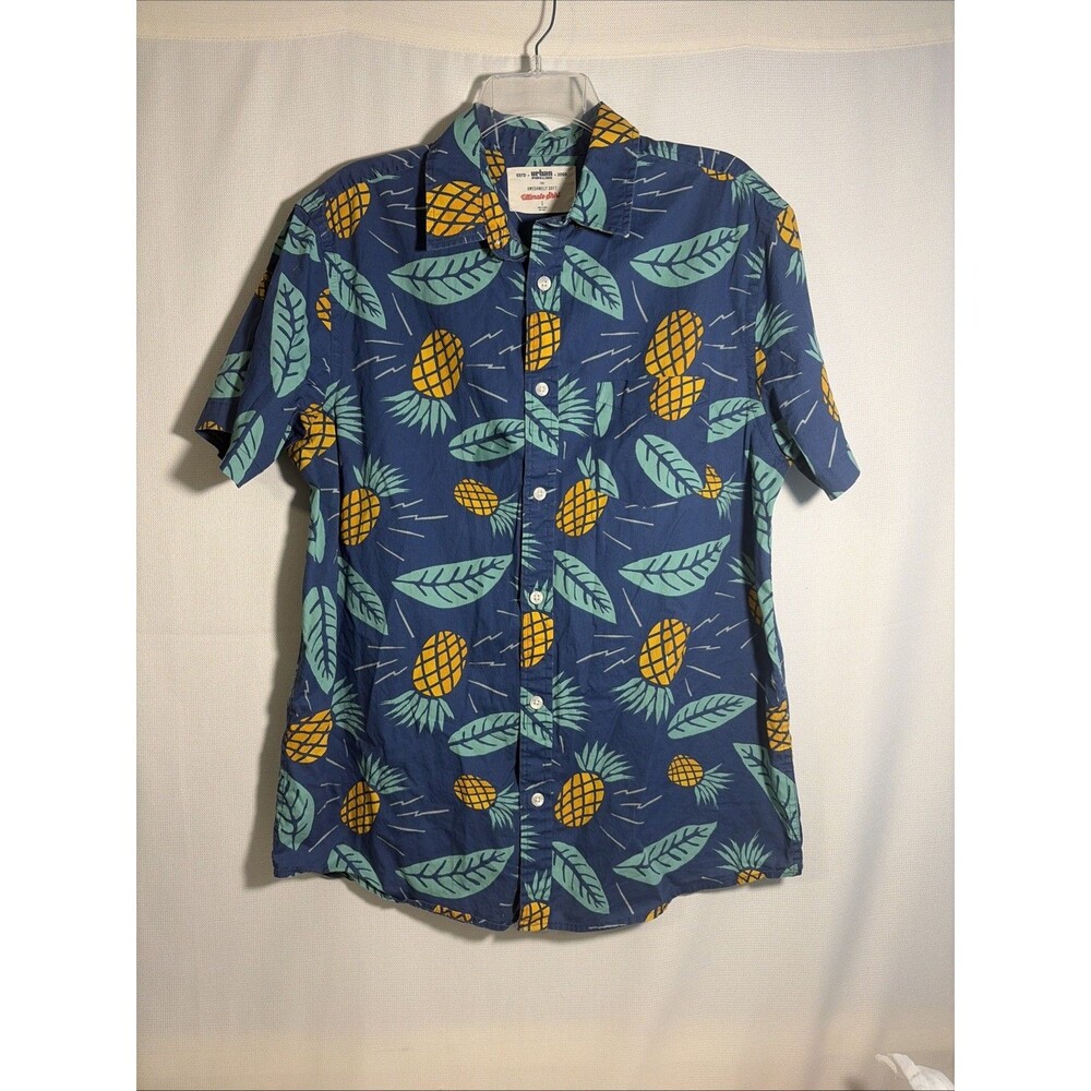 Urban Pipeline Men’s Large Hawaiian Shirt Pineapple Tropical Leaf Button Up